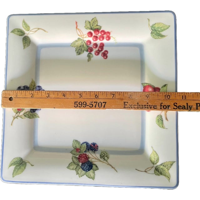 Ceramic Vintage Villeroy & Boch Square Dinner Plate – Cottage Pattern With Fruit Motif – Made in Germany For Sale - Image 7 of 7