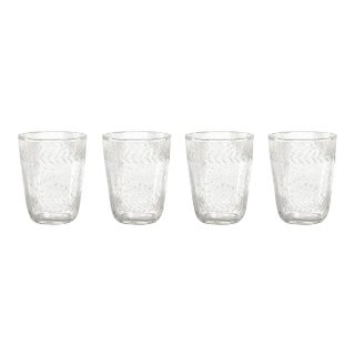 Colette Hand Made & Etched Double Old Fashioned Glasses, Set of 4 For Sale