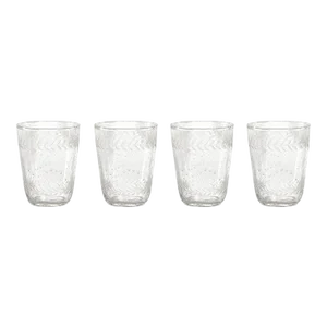 Colette Hand Made & Etched Double Old Fashioned Glasses, Set of 4