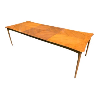 1960s Mid Century Modern Burl Wood Dining Table With Extension Leaves For Sale