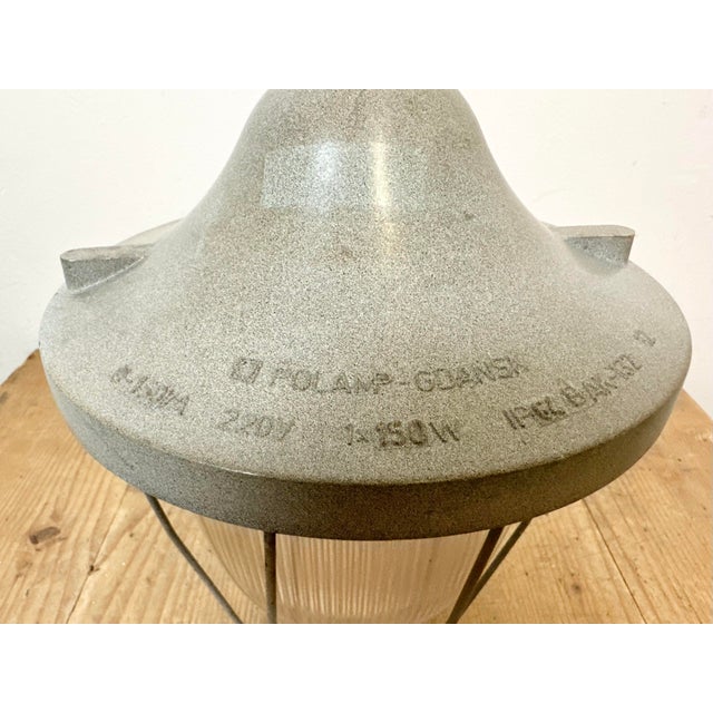 Light Industrial Grey Bunker Light from Polam Gdansk, 1970s For Sale - Image 12 of 14