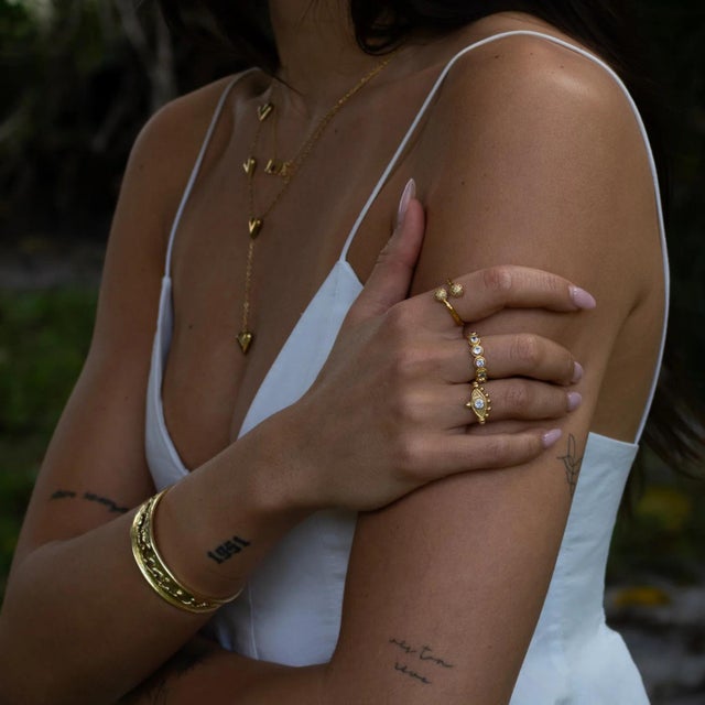 Metal Eternal Eye Gold Adjustable Ring, Size 8 For Sale - Image 7 of 8