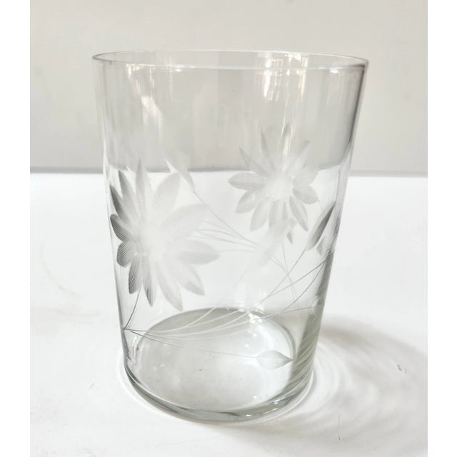 Vintage Floral Etched Juice Glass Tumblers - Set of 7 For Sale - Image 12 of 12