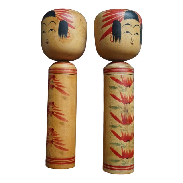 Vintage Hijiori Traditional Kokeshi by Okuyama Kuraji, Japan, 1950s, Set of 2 For Sale
