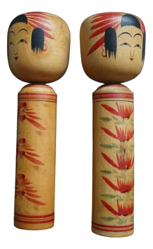 Vintage Hijiori Traditional Kokeshi by Okuyama Kuraji, Japan, 1950s, Set of 2