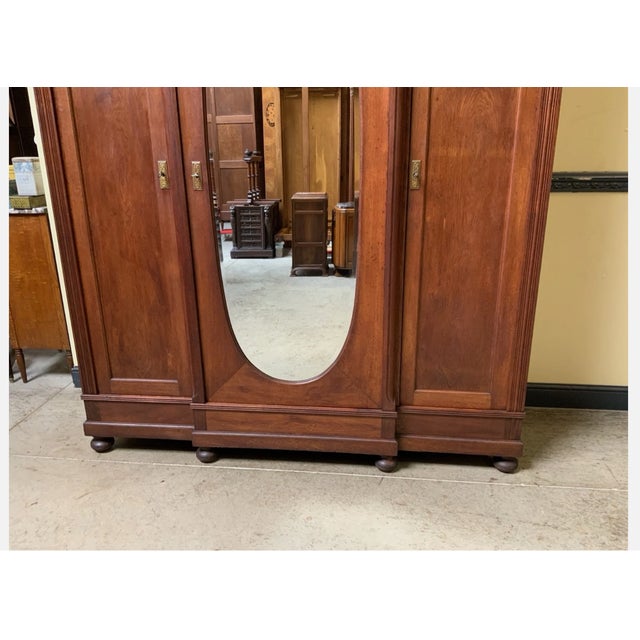 Brown Antique Art Nouveau Wardrobe in Oak, 1890s For Sale - Image 8 of 10