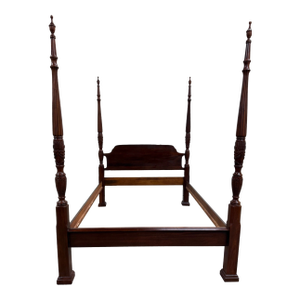 Vintage Queen Size Carved Four Poster Rice Bed