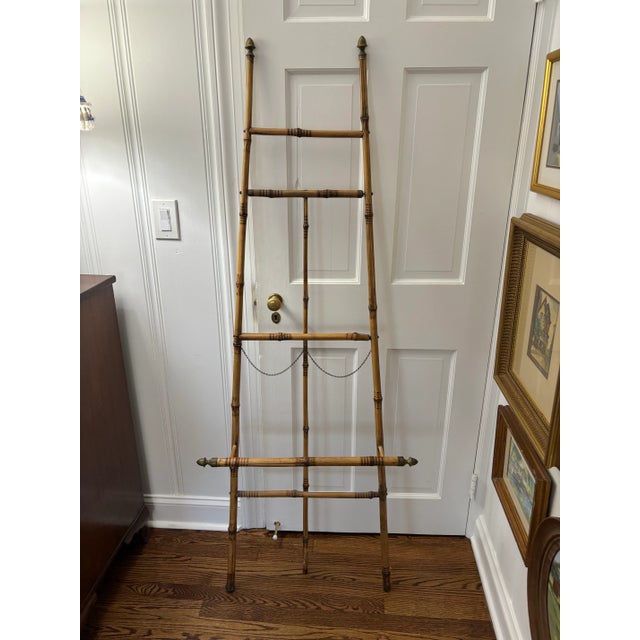 Traditional Early to Mid Twentieth Century Natural Bamboo Art Display Easel 64” Tall For Sale - Image 3 of 10