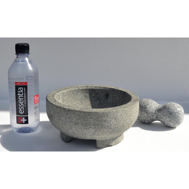 Rustic Vintage Ancient Art Granite Molcajete Spice Grinder 8-Inch Usa Imusa For Sale - Image 3 of 14