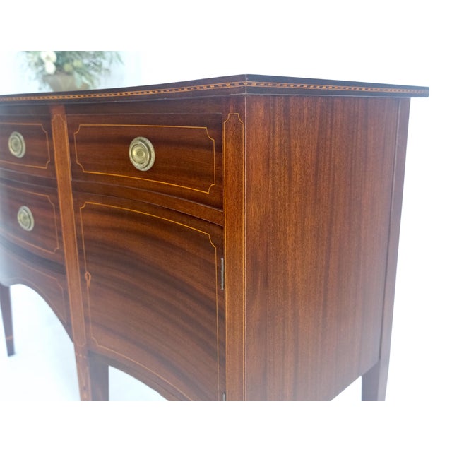 Wood Serpentine Front Federal 6' Long Inlaid Mahogany Sideboard Credenza Console MINT For Sale - Image 7 of 13