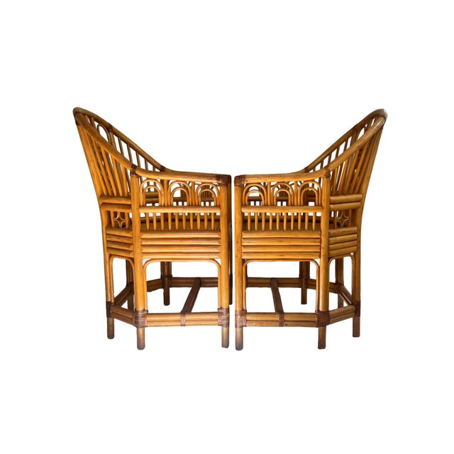 Chestnut Pair of Brighton Pavilion Style Bamboo Side Chairs For Sale - Image 8 of 9