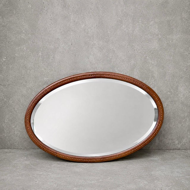 Oval Wall Mirror in Mahogany For Sale - Image 8 of 8