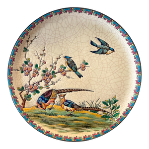 Mid Century French Longwy Faience Decorative Plate With Birds, 13″ – Émaux De Longwy