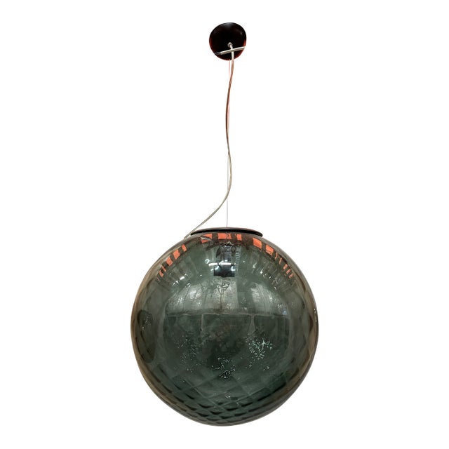 Italian Murano Style Glass Balloton Green Pendant Sphere For Sale