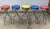 Mid-Century Modern Vintage Blue, Red, Orange, and Yellow Swivel Bar Stools, 1990s, Set of 5 For Sale - Image 3 of 18
