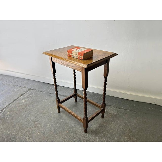 Small Antique Edwardian Oak Barley Twist Occasional Side Table, 1900s-1920s For Sale - Image 9 of 11