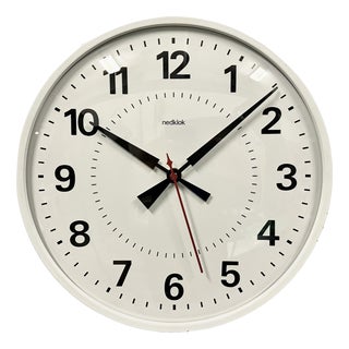 Vintage White Electric Station Wall Clock from Nedklok, 1970s For Sale