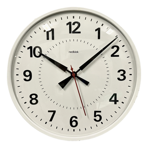 Vintage White Electric Station Wall Clock from Nedklok, 1970s