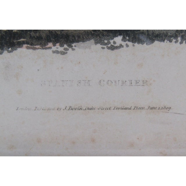 Brown 1809 Hand-Colored Engraving Spanish Courier by William Bradford Framed Antique Military Print From British Campaign in Spain For Sale - Image 8 of 11