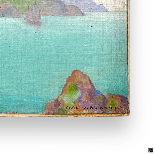 Coastal Carl W. Brandien, American, Oil on Canvas Affixed to Board "Korea" For Sale - Image 3 of 4