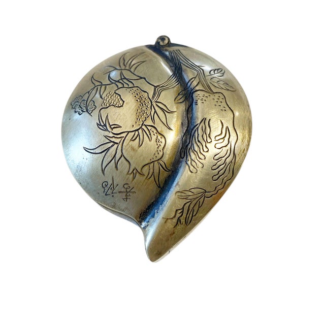 Superb Chinoiserie Bronze snuff box in the shape of a peach ..2.25"by 2' by 1" In , the peach is considered a blessed...