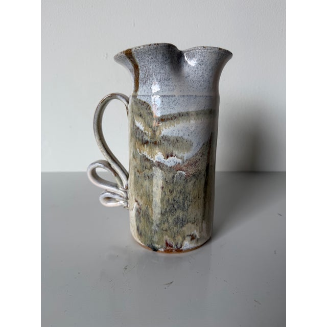 1970s 1970s Mid-Century Modern Studio Pottery Sculptural Pitcher Vase, Signed For Sale - Image 5 of 13