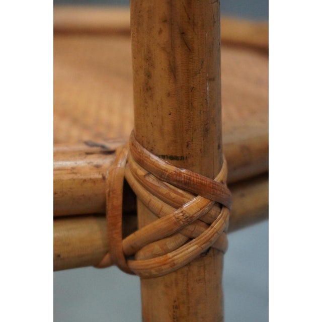 Wood Mid-Century Italian Bamboo and Rattan Round Bar Cart, 1960s For Sale - Image 7 of 9