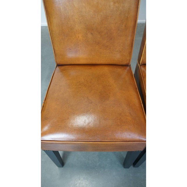 Animal Skin Sheep Leather Dining Room Chairs in Light Cognac Color, Set of 4 For Sale - Image 7 of 13