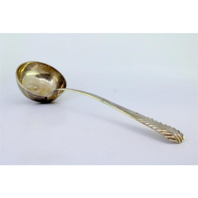 Metal Silver Soup Ladle with Embossed Handle For Sale - Image 7 of 8