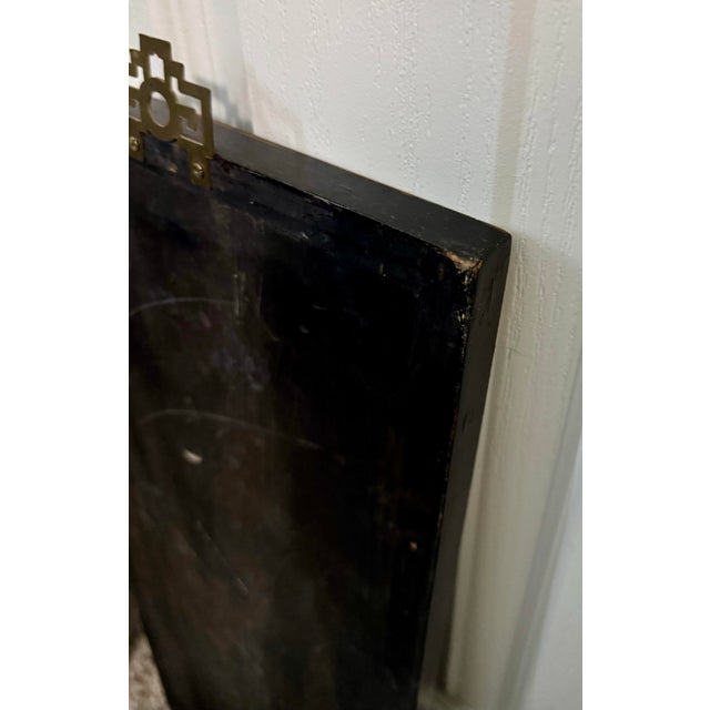 Vintage Mid-Century Chinoiserie Black Lacquer & Mother-of-Pearl Geisha Wall Panels - A Pair For Sale - Image 10 of 12