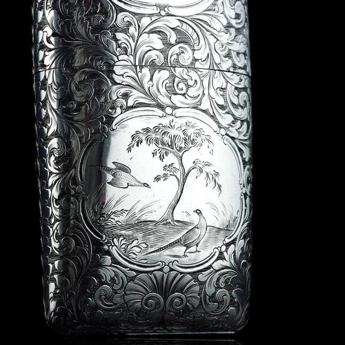 Silver Antique Victorian Engraved Silver Cigar Case by Nathaniel Mills, 1840s For Sale - Image 8 of 18