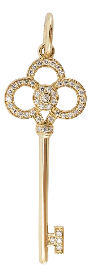 Tiffany & Co. Tiffany Keys 18k Yellow Gold Pave Diamond Key Pendant