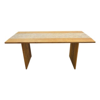 Andrianna Shamaris Shell Inlay Teak Wood Dining Table For Sale