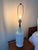 Vintage Mid-Century Danish Modern White Fluted Ceramic & Teak Table Lamp For Sale In Baltimore - Image 6 of 11