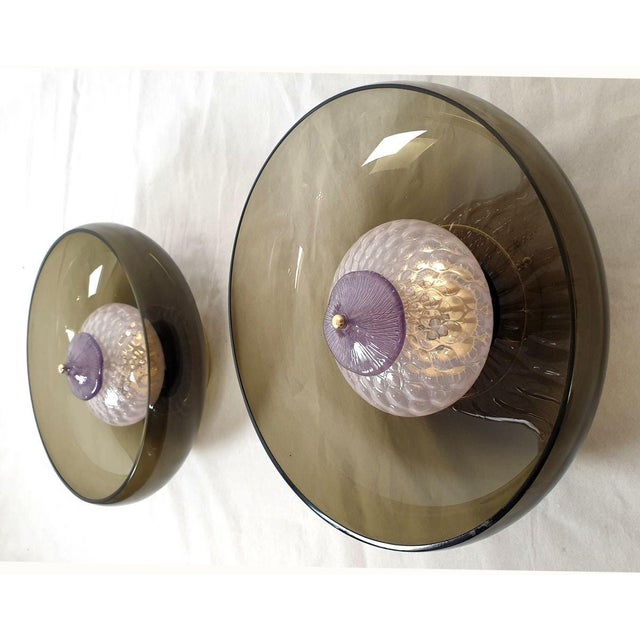 Mid-Century Modern 1990s Brown Murano Glass Sconces - a Pair For Sale - Image 3 of 13
