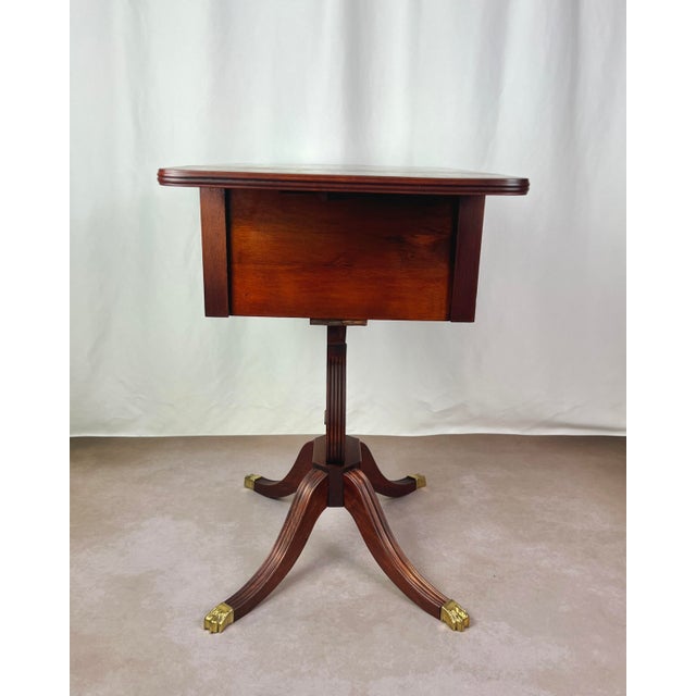 Wood Early 20th Century Duncan Phyfe Revival Lyre Pedestal Mahogany Pembroke Side Table For Sale - Image 7 of 12