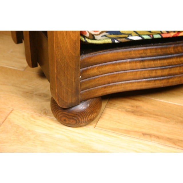 Art Deco Bentwood Armchair with Tan Leather and Chiang Mai Dragon Fabric Upholstery from Schumacher, 1930s For Sale - Image 9 of 18