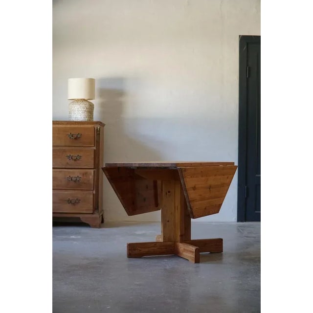 Mid-Century Swedish Asymmetrical Folding Flip Table in Pine, 1950s For Sale - Image 16 of 16