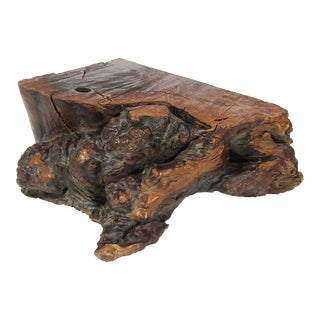 Vintage Natural Burl Wood Slab Sculpture Weight Art Stand Base Display Stand For Sale