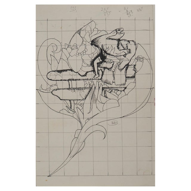 Jean-Claude Silbermann, Sly Signs, The Blossoming of the Flower, Original Ink Drawing For Sale