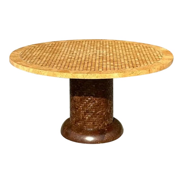 Vintage Boho Tessellated Coconut Shell Dining Table | Chairish