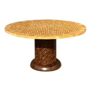 Vintage Boho Tessellated Coconut Shell Dining Table For Sale