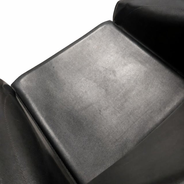 Animal Skin Vintage Black Leather Chair, 1980s For Sale - Image 7 of 9