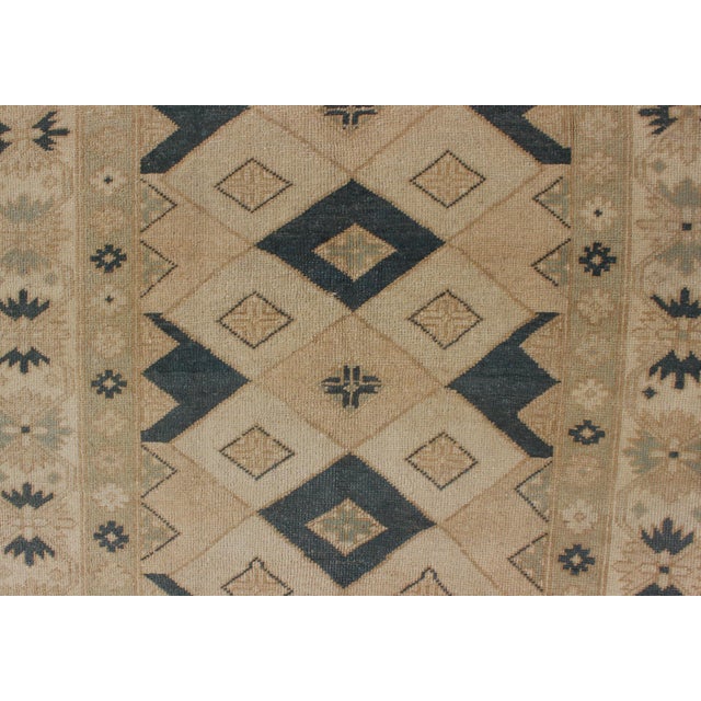Textile Vintage Turkish Oushak Rug With Bold Geometric Diamond Motifs 4'2 X 7'1 For Sale - Image 7 of 10