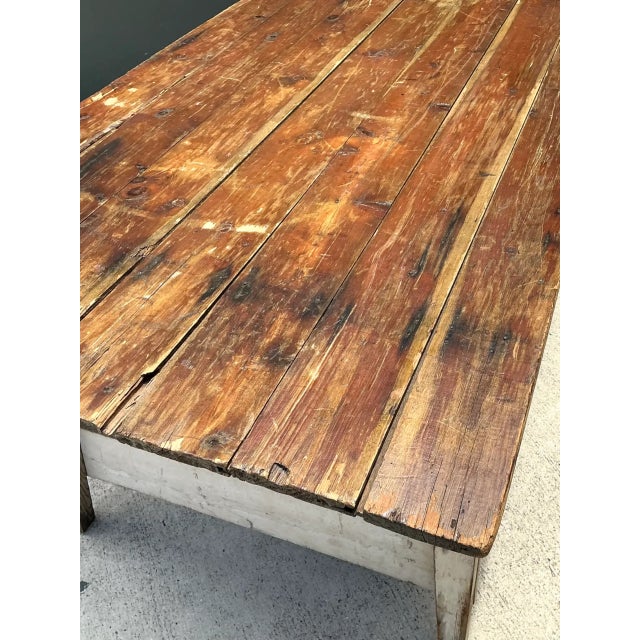 Vintage Rustic Wood Farmhouse Table For Sale - Image 10 of 13