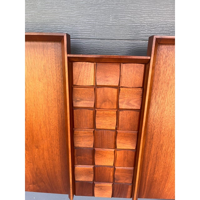 Mid-Century Modern 1970s Tobago Brutalist Walnut Headboard For Sale - Image 3 of 8