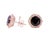 Fancy Round Red Garnet Diamond Halo 18 Karat Rose Gold Stud Statement Earrings, A Pair For Sale - Image 4 of 4
