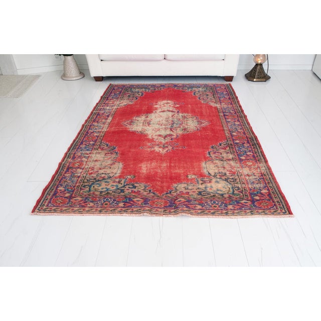 Turkish Faded Oushak Wool Carpet For Sale - Image 3 of 9