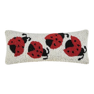 Ladybugs Hook Pillow, 12" x 5" For Sale