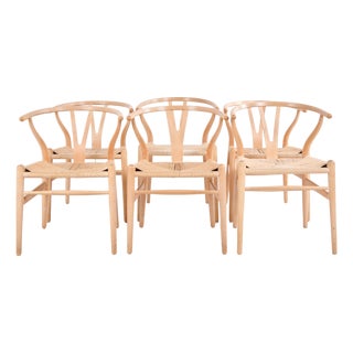 Model CH24 Wishbone Chairs in Beech and Cord by Hans J. Wegner for Carl Hansen & Søn, 1970s, Set of 6 For Sale